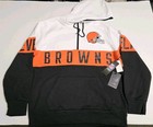 NFL Apparel Cleveland Browns Two Tone Quarter Zip Hooded Sweatshirt / Men's XL