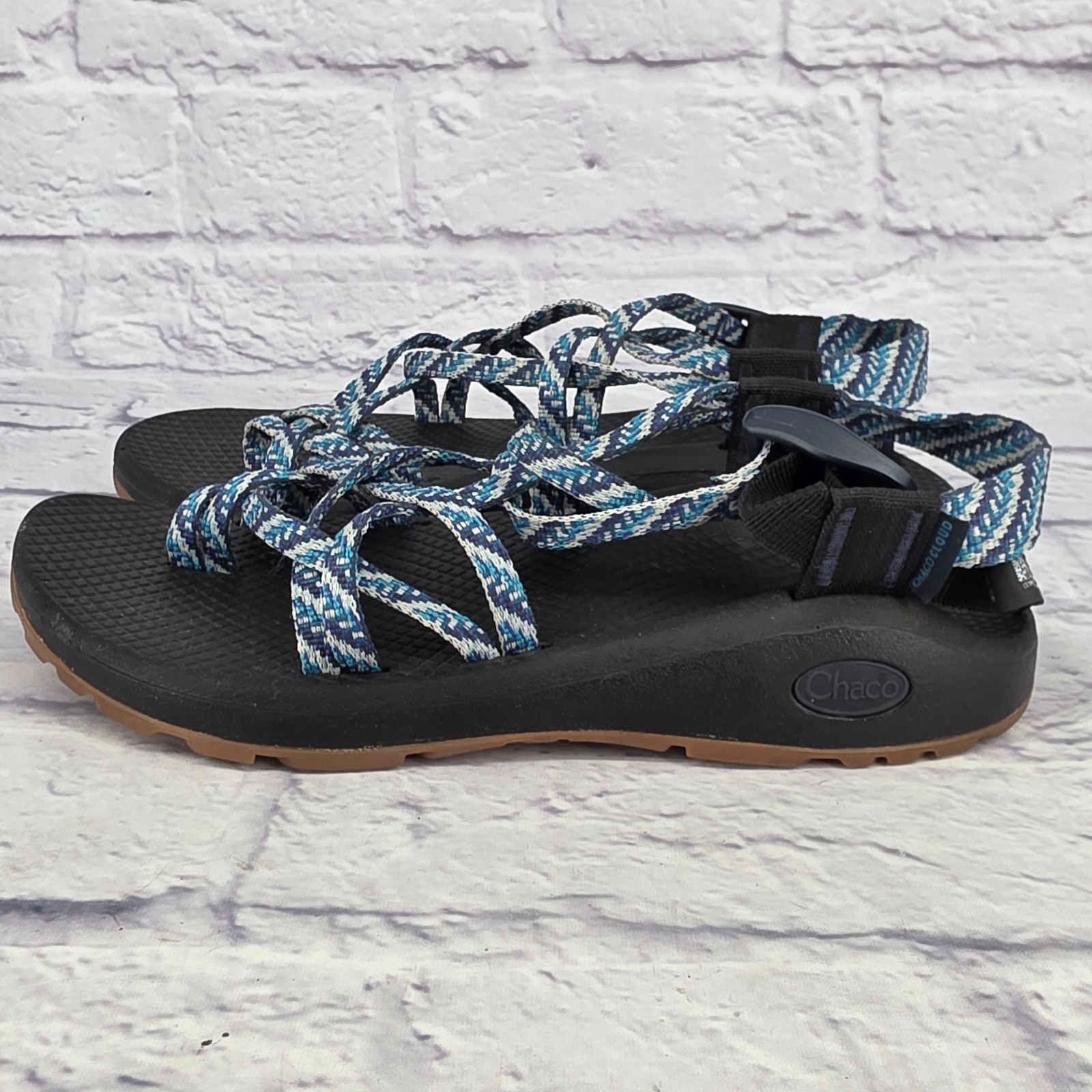 Chaco Z Cloud X2 Blue White Patterned Straps Hiki… - image 5