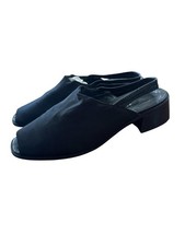 90s Stuart Weitzman Made in Spain,Black Upper,Block Heel Womens Slingback,8M