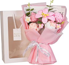 Crochet Flowers Bouquet 8PCS, Handmade Knitted Artificial Crochet Flower Gifts -