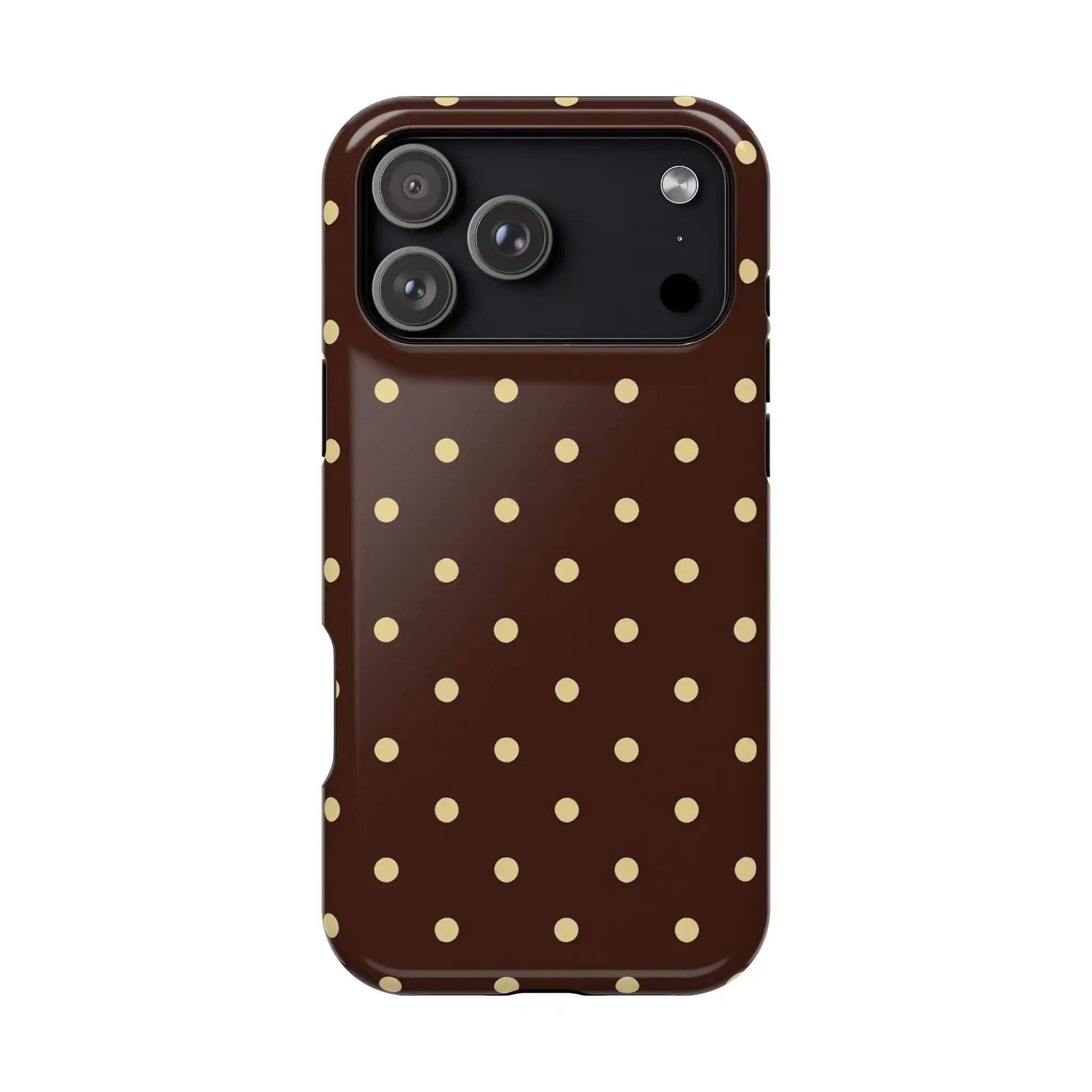 Polka Dot iPhone Case — Brown & Cream Protective Cover with MagSafe compatibilit