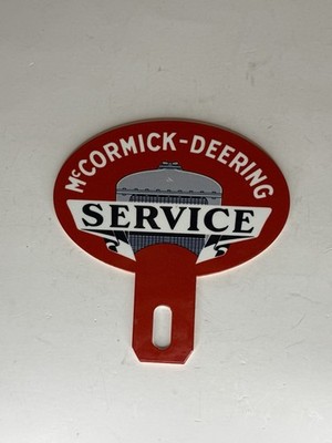McCormick-Deering Service Advertising 4 1/4 x4 1/4  Qual License Plate Topper