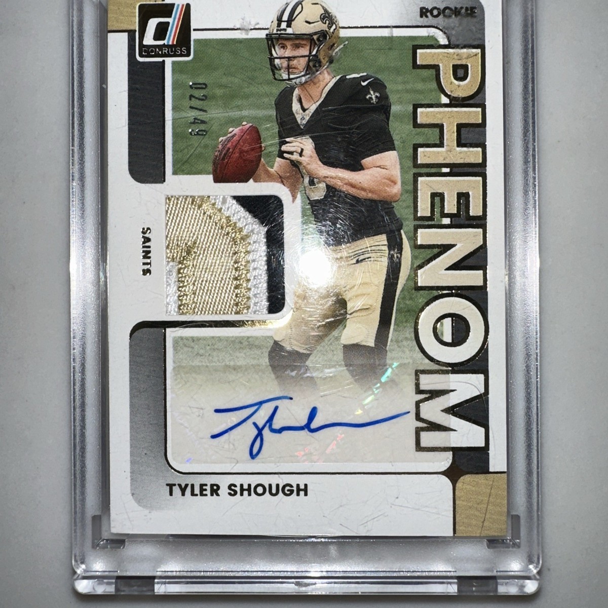 2025 Panini Donruss Rookie Phenom Jersey Autograph Tyler Shough 2 