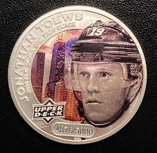 2017 Upper Deck Silver .9999 Silver NHL Jonathan Toews Hockey 1 Oz $5 Color Coin