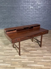 Vintage Peter Lovig Nielsen Rosewood Flip Top Executive Desk Danish Mid Century