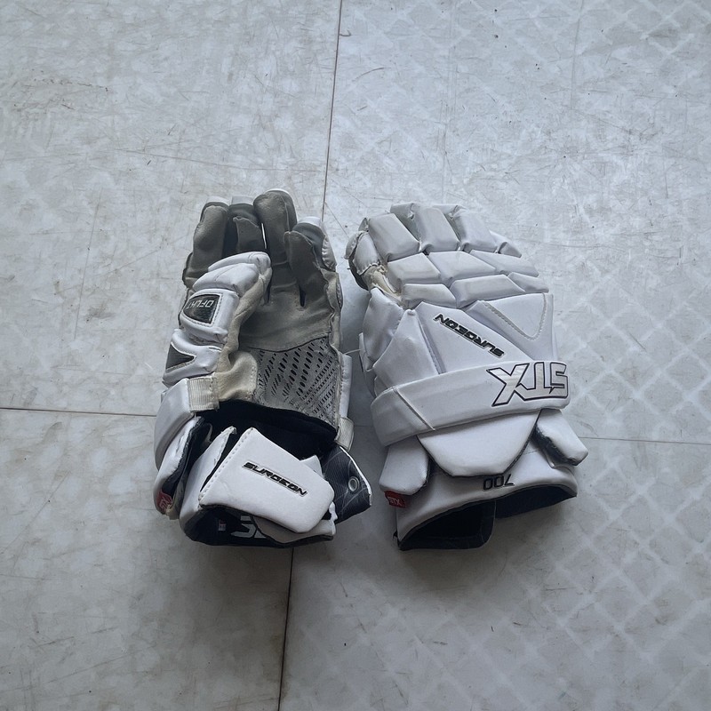 STX Surgeon 700 Lacrosse Gloves Size L White/Black Full Finger Pair