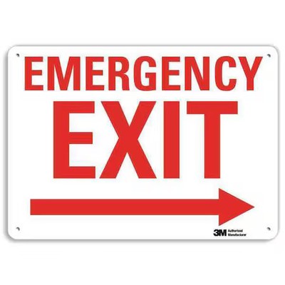 Lyle U7-1077-Ra_14X10 No Header, Emergency Exit (Arrow Right), 14'' W X 10'' H,