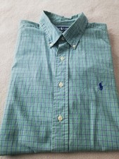 Ralph Lauren Blake Button Down Shirt Men's XL Green Plaid Short Sleeve.