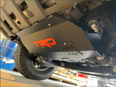 APC21 - Custom ''TRD'' Skid Plate Fits 24-25 TACOMA-Gas Models Only-Black with Red