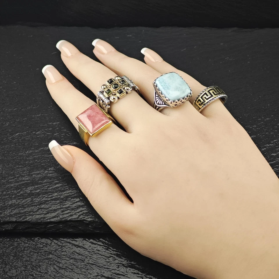 Anillo Gerochristo Oro 18k Acento Cruz Plata Esterlina Talla 7 1/2 Foto 2 de 4