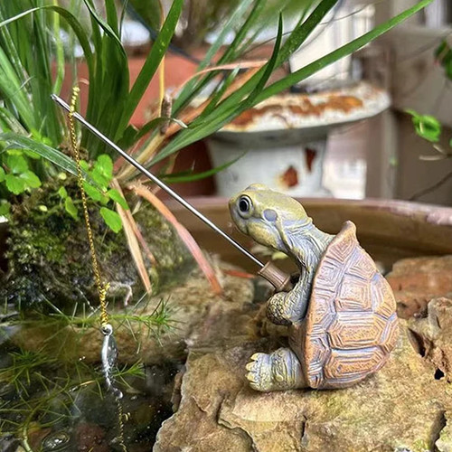 Statua Tartaruga Pesca Corda Creativa Simulazione Carina Tartaruga Resina Statuina Animale - Foto 21 di 24