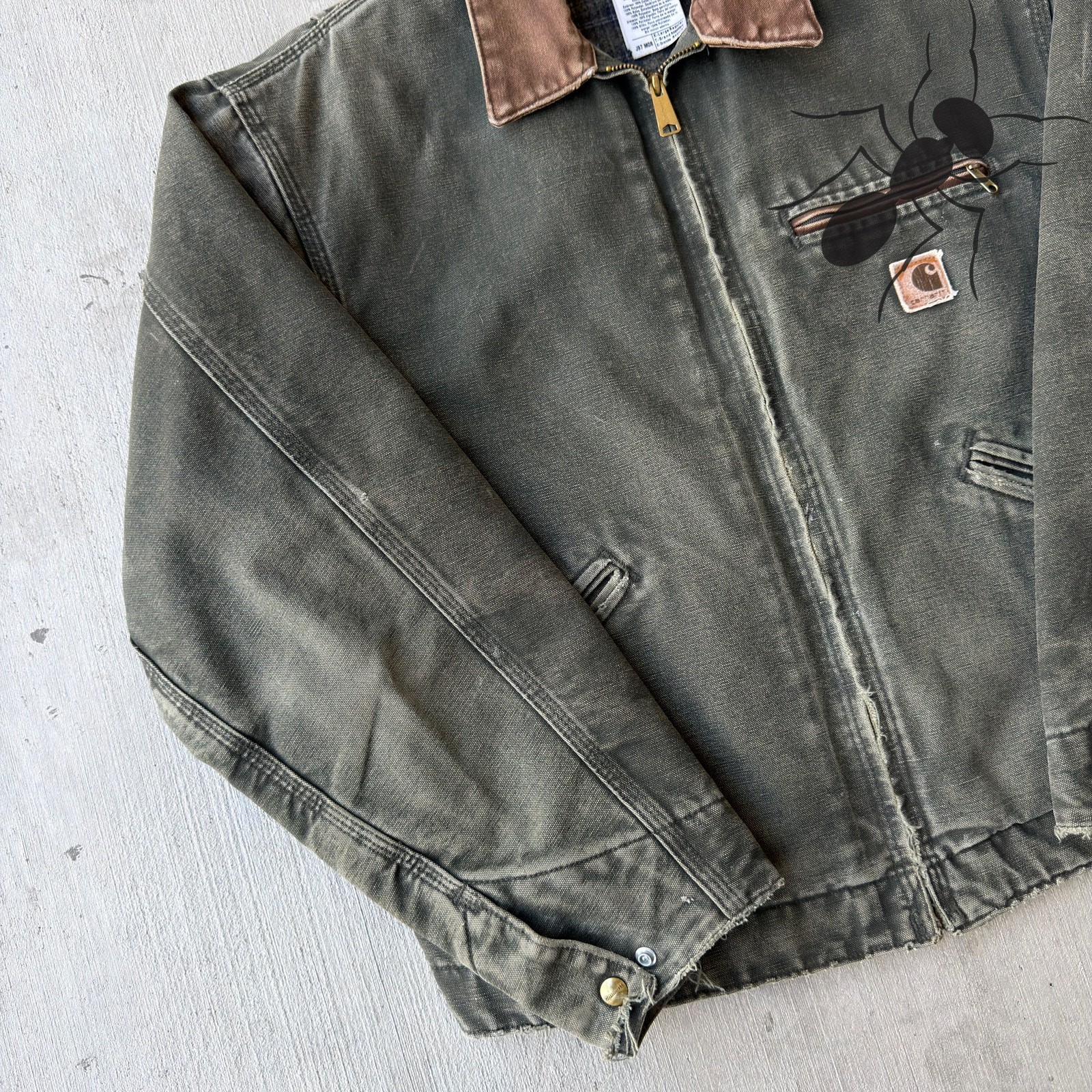 Vintage Y2K Carhartt J97 MOS green Detroit work wear jacket thumbnail 2