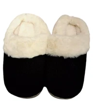 Womens Black Slippers with Fur Size 7-8 NEW