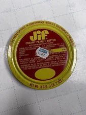 Jif Creamy Peanut Butter 18 oz Glass Jar Vintage w/ Metal Lid Measuring No Label