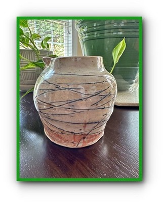 Pottery Glazed Vase Pitcher Handcrafted Nicaragua Unique Design Gray & Brown