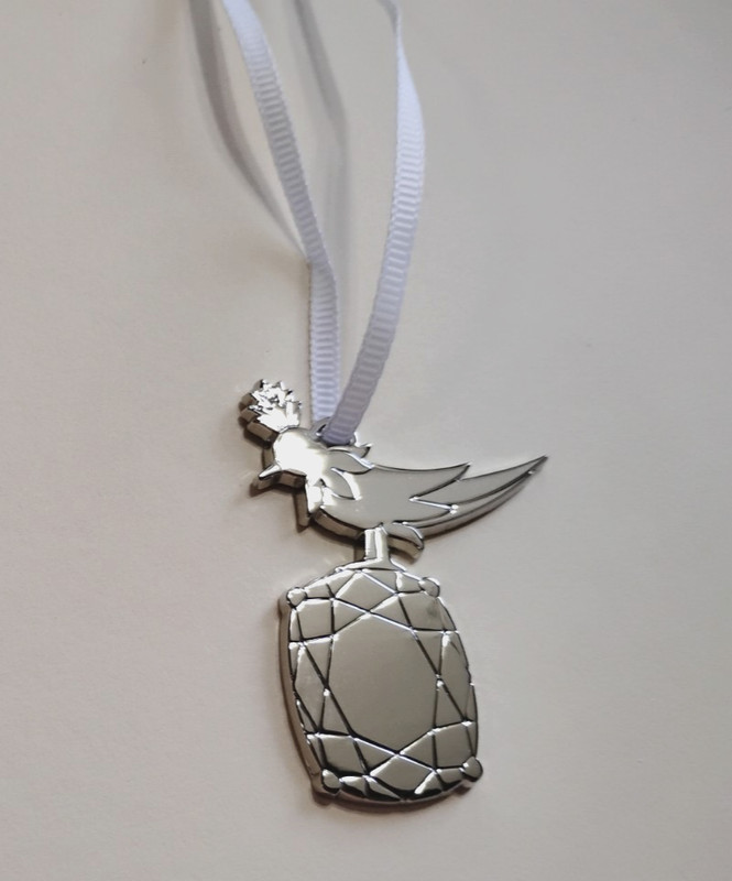 Tiffany & Co Bird on A Rock 2" Charm Bag Ornament Polished Stainless Steel