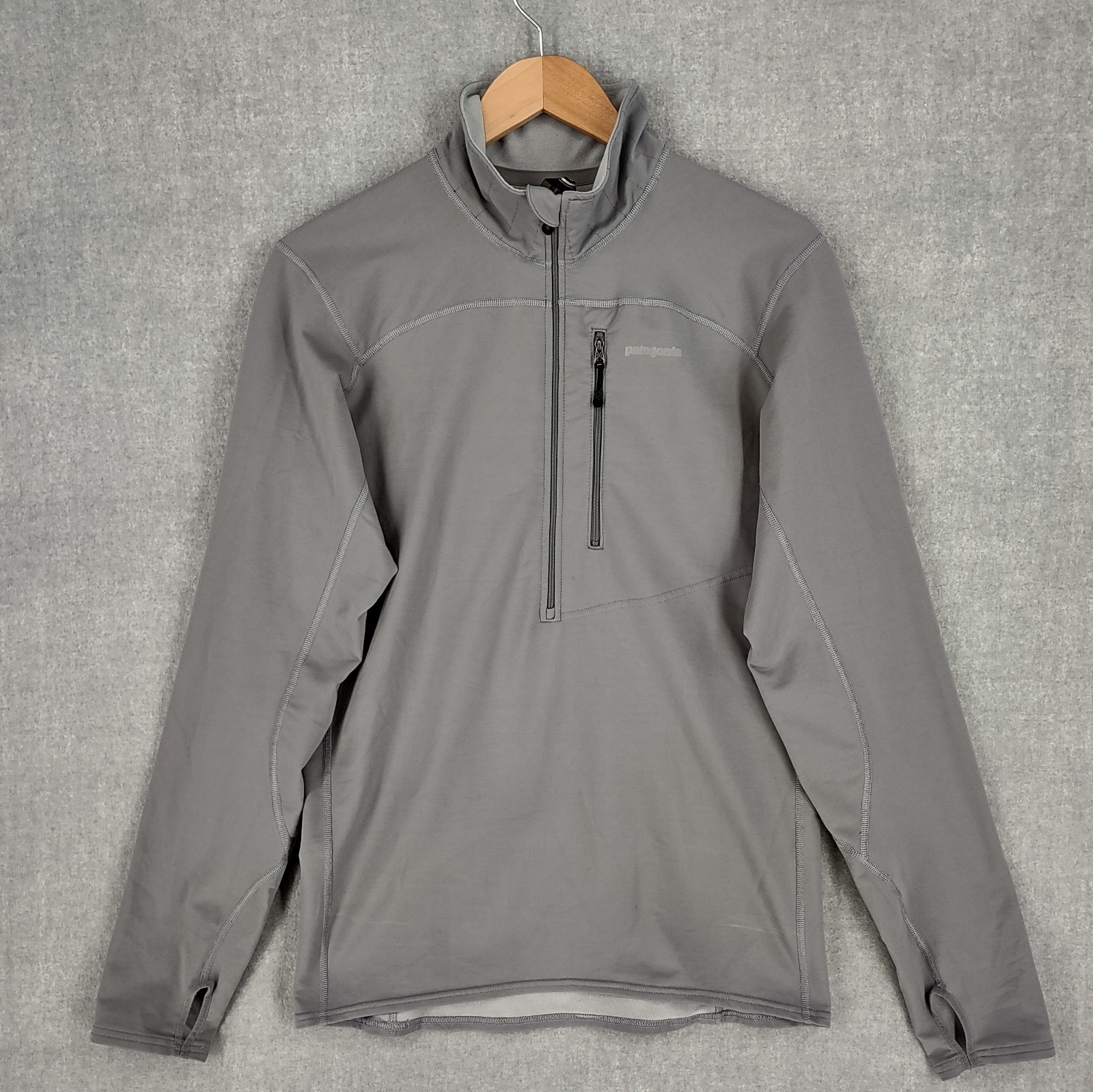 Patagonia Men's Medium Gray 1/2 Zip Mid Layer Pullover Jacket for Hiking Outdoor USA