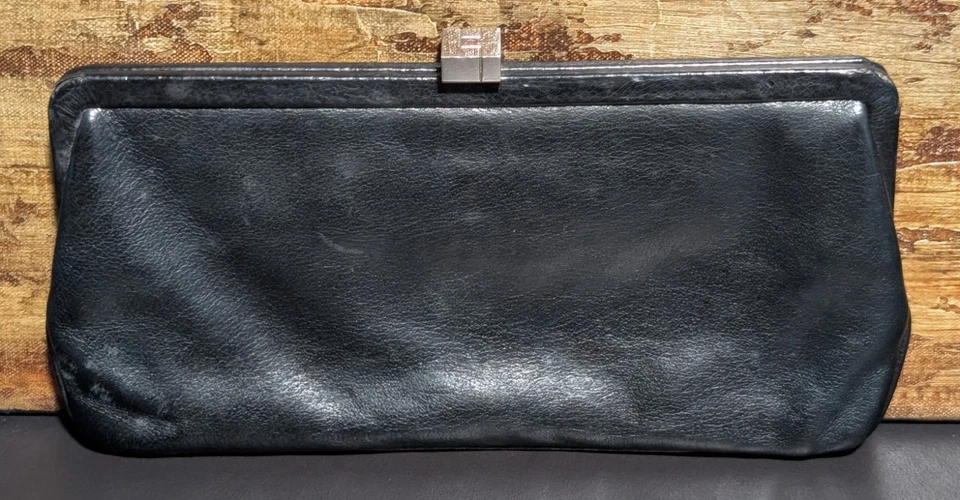 LAMBERTSON TRUEX Black Leather Clutch Purse - 10"x5" - Image 3 of 4