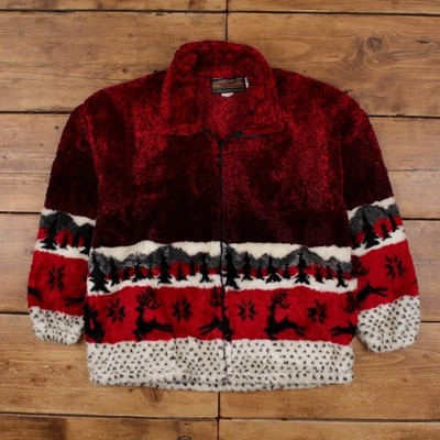 Vintage Cobblestone Canyon Outdoor Jacke S 90s Weihnachten Fleece USA Made Rot