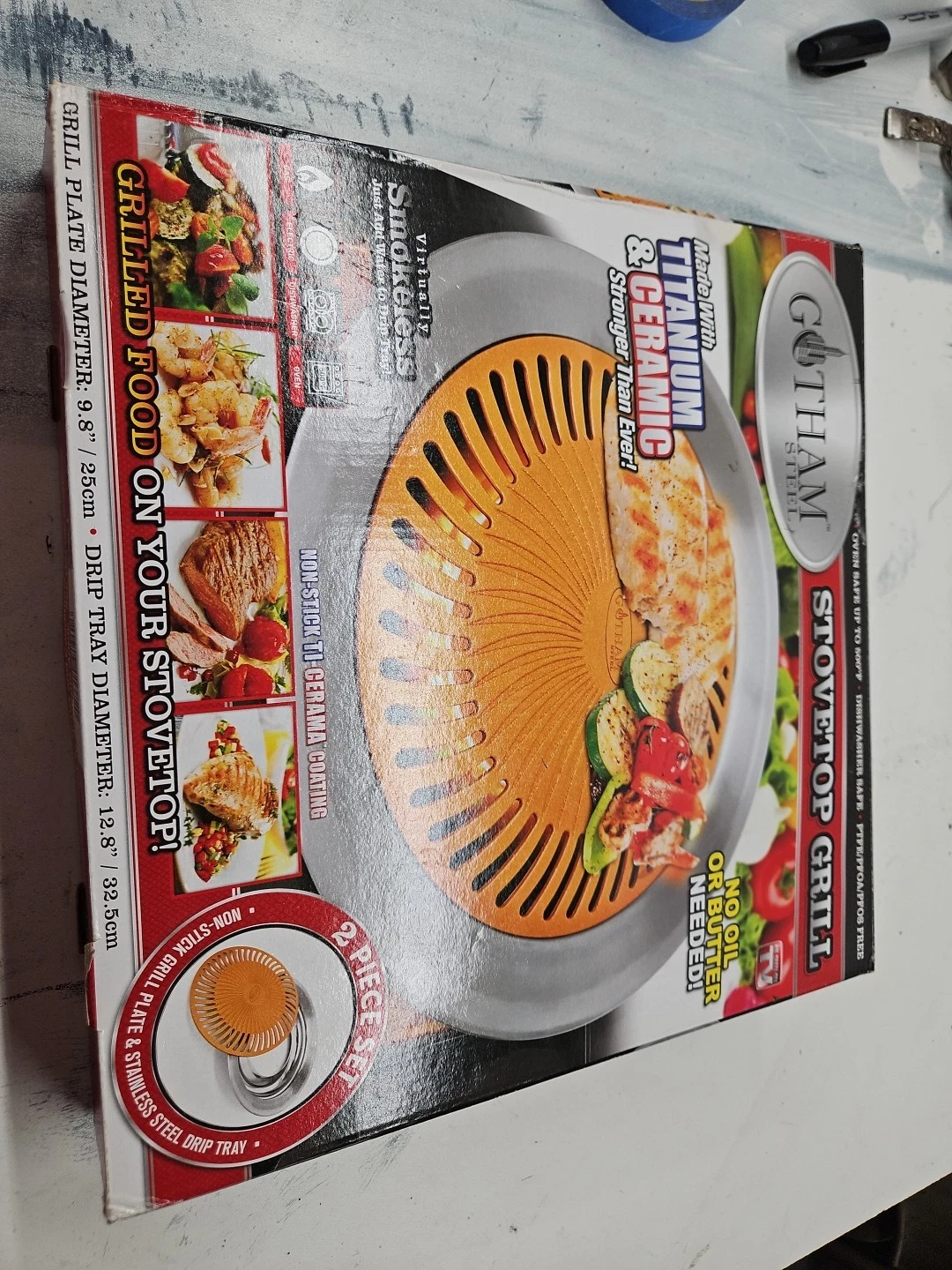 Gotham Steel Stovetop Grill Titanim & Ceramic Nonstick Virtually Smokeless New