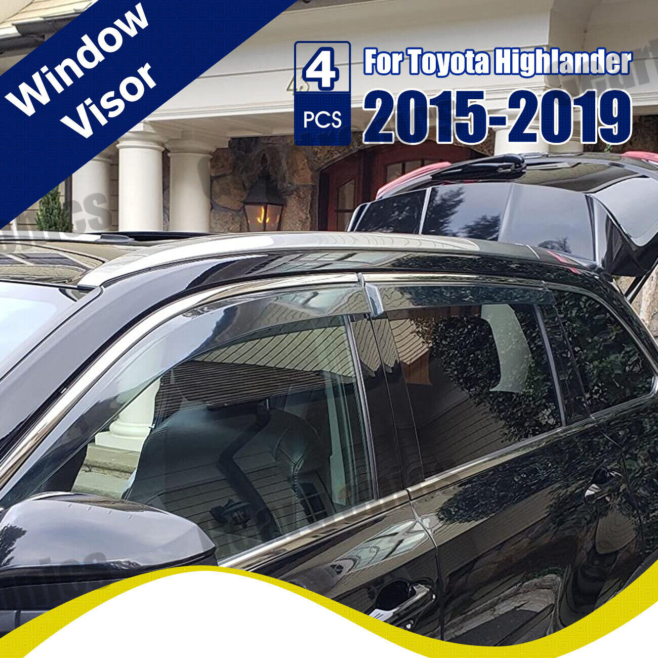 For 20152019 Toyota Highlander Chrome Trim Window Visor Vent Sun Rain