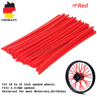 72x Motorrad Fahrrad Rot Speichen Cover Tube Überzug Wheel Spoke Rim Wraps Skins