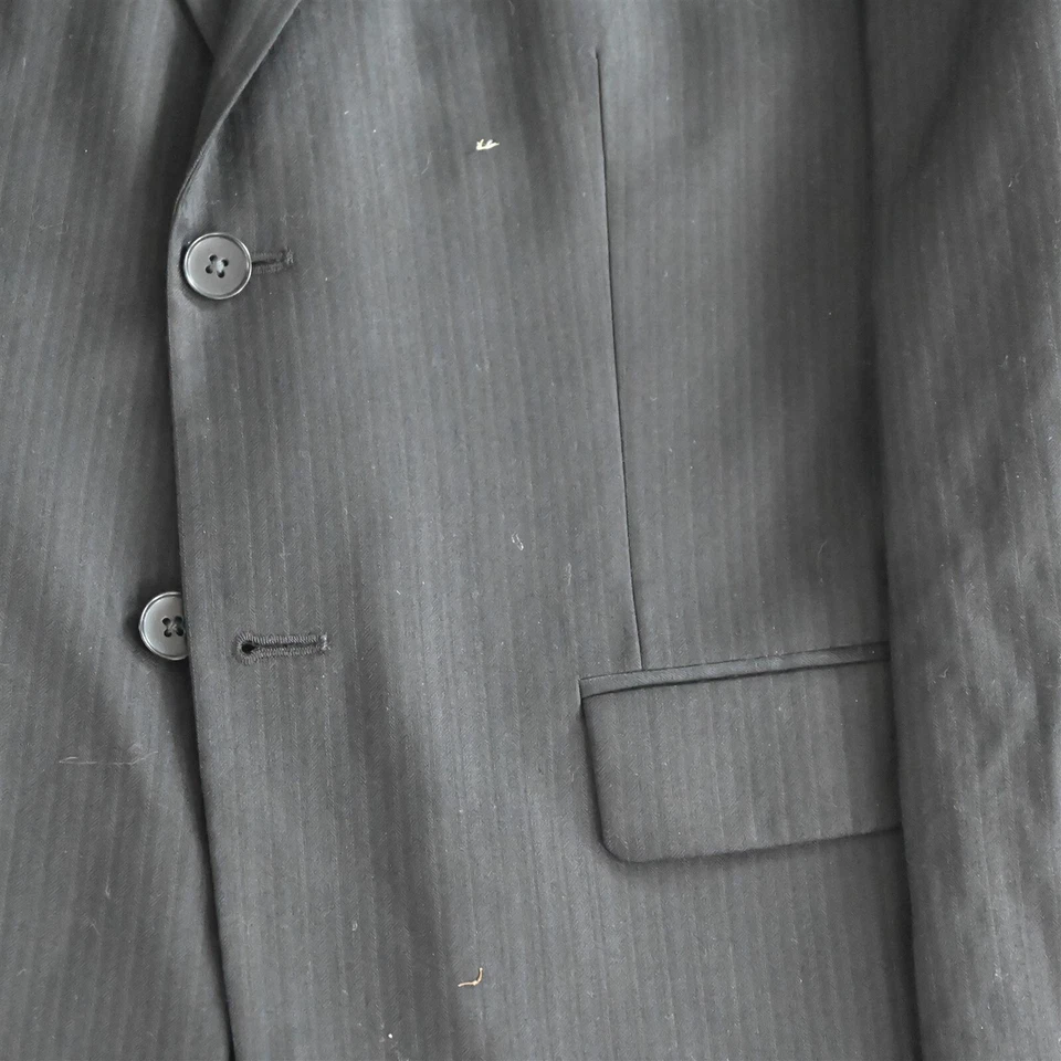 Geoffrey Beene 40S 32x30 Black Stripe 100% Wool Mens Coat Jacket Pants Suit - Image 3 of 4