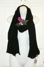 Rue21 Long Black Open Weave Knit Scarf 66" X 14" NWT