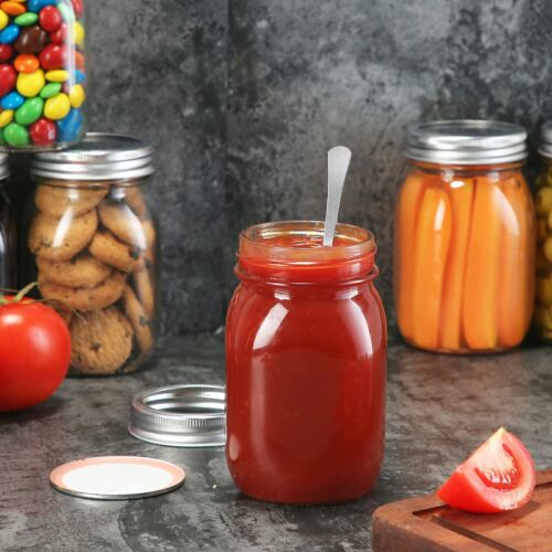 YEBODA 16 oz Wide Mouth Mason Jars 12 Pack Glass Canning Jars with Airtight Lids - Picture 2 of 7