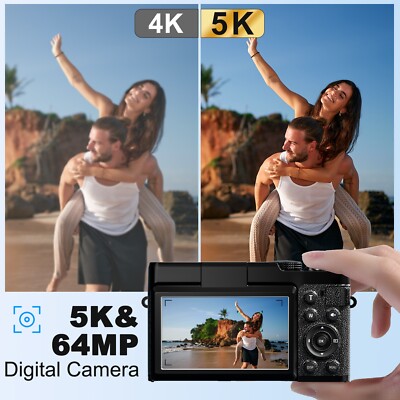 5K Digital Camera 18X 64MP Autofocus Compact Video Camera for