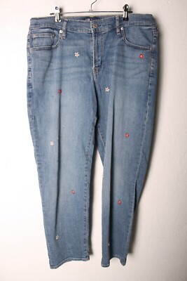 Gap Damen Denim Jeans mit Blumenstickerei - Größe 31 Taille (C98)