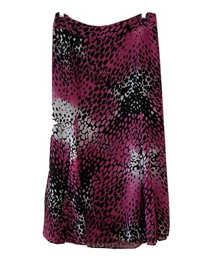 Fashion Bug Womens Size 22 Ocelot Print Pink Black long Lined Skirt j243