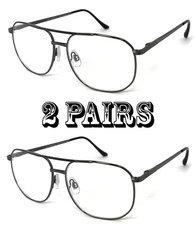 1 or 2 Pairs Metal Frame Large Pilot Full Lens Reading Glasses Spring Temple