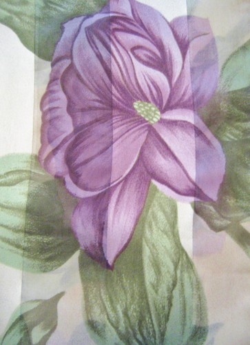 "Sciarpa lunga a righe chiffon & raso con viola clematide grigio chiaro 13,5 x 59" - Foto 7 di 13