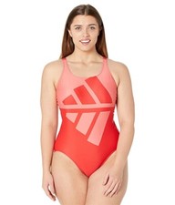 Adidas 3 Bar Red One-Piece Swimsuit L140933 Size 12