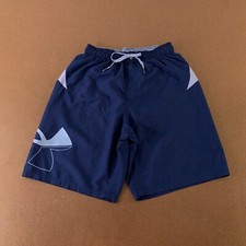 Under Armour Boys Size Small Blue Pocketed Drawstring Mesh Lined Swim Shorts