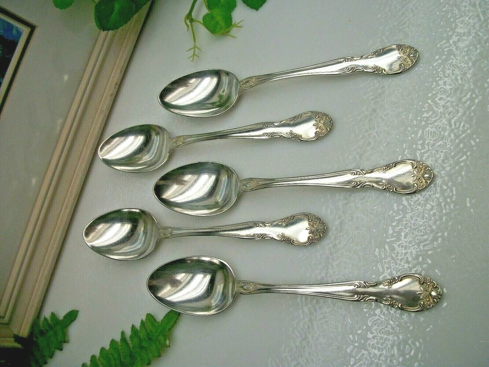 5 cucharaditas vintage Gorham plateadas NUEVA ELEGANCIA 1947 Foto 4 de 4