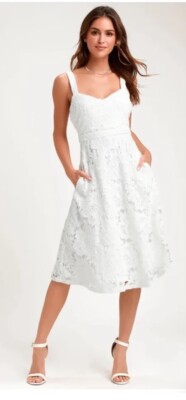 Lulus Divine Beauty White Lace Midi Dress With Pockets Size Small NWT New | eBay Lulus Divine Beauty White Lace Midi Dress With Pockets Size Small NWT New | eBay