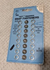 Sears Dot Snapper Snap Fasteners Size 16 No Sew Brass Nickel Plated Vintage 