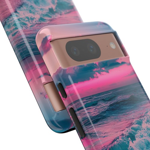 For iPhone | Samsung Galaxy | Pixel Phone Case - Pink Tranquil Beach Waves Neon - 第 188/191 張圖片