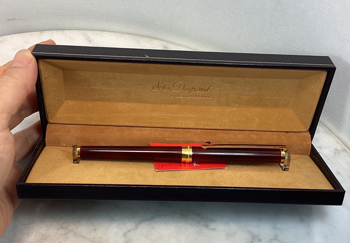 Vintage ST.DUPONT 18K 750 Nib Lacque De Chine Red Fountain Pen | eBay