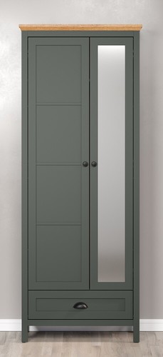 Garderobenschrank Hochschrank Garderobenmöbel Tannengrün Eiche Landhausstil - Bild 4 von 9