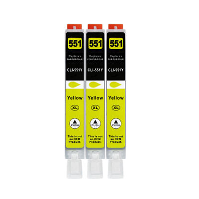 3x XXL Drucker Patrone für Canon CLI-551 Y Gelb  IP7250  MG6650  MX925