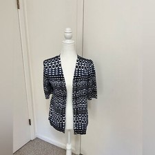 Talbots Lattice Print Cardigan sz M EUC in navy and white size M