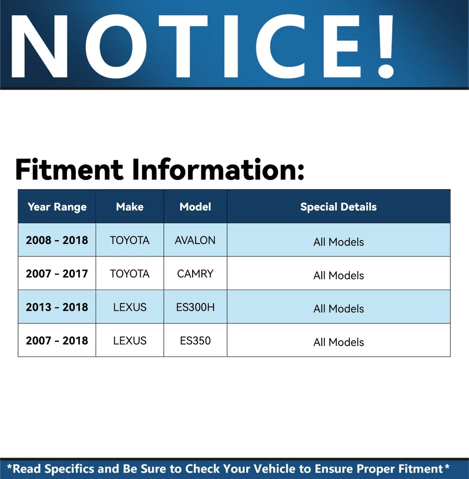 Para Lexus ES300h ES350 Toyota Camry Avalon Rotores de freno de disco delanteros Pastillas de freno Foto 2 de 4