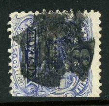 US Stamps Scott 114 Used 3c Locomotive 1869 Issue Shield Fancy Cancel 3A5 17