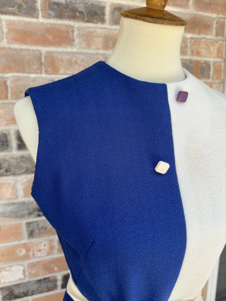 Винтажный 60-х годов размер режимы темно-синий и белый цвет блок мод платье - Изображение 3 из 4