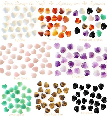 1 - 30pcs 20mm 25mm Natural Healing Crystal Gemstone Heart Stone Chakra Balance 