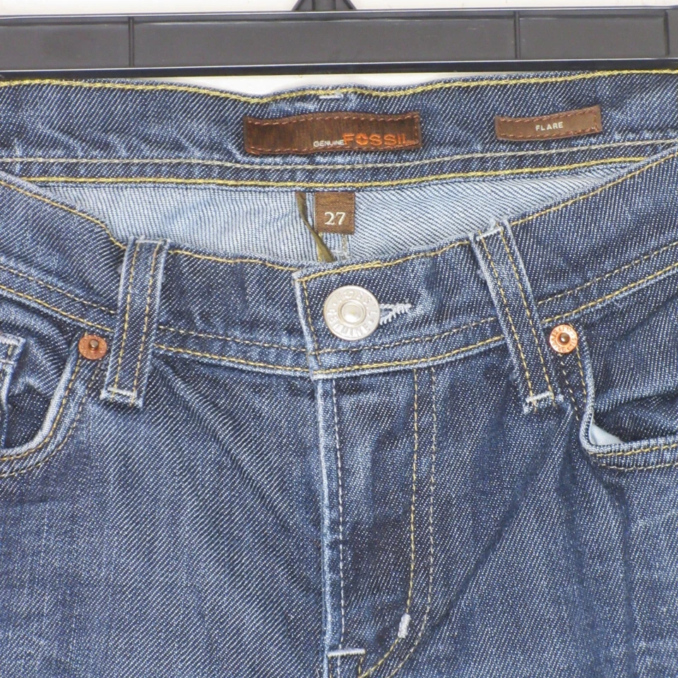 Pantalones de mezclilla acampanados de tiro bajo genuinos para mujer talla 27 B28 Foto 2 de 4