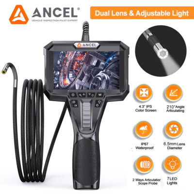 Articulated Snake Endoscope Camera Dual Lens Borescope Industrial Inspection 